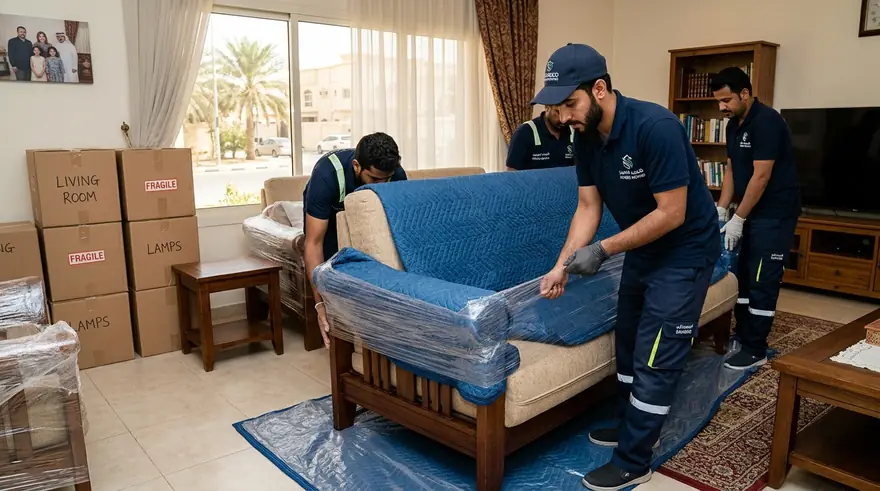 Furniture movers in Saihat - furniture being wrapped in a family home in Saihat